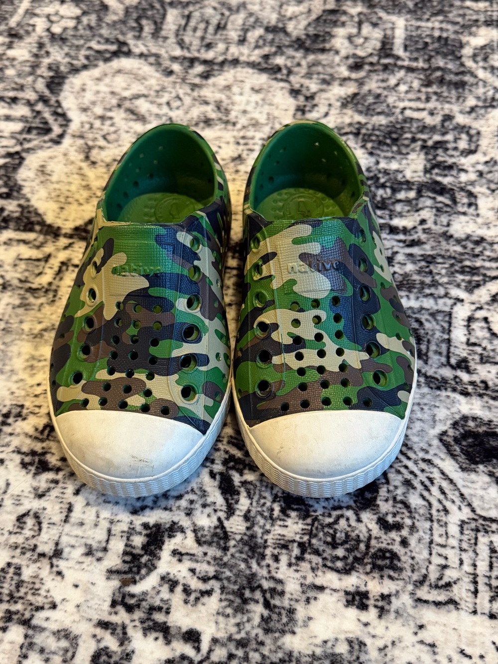 Native Shoes Kids Green Camo Slip-On Sneakers